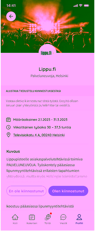 Työn tietokäyttöliittymä