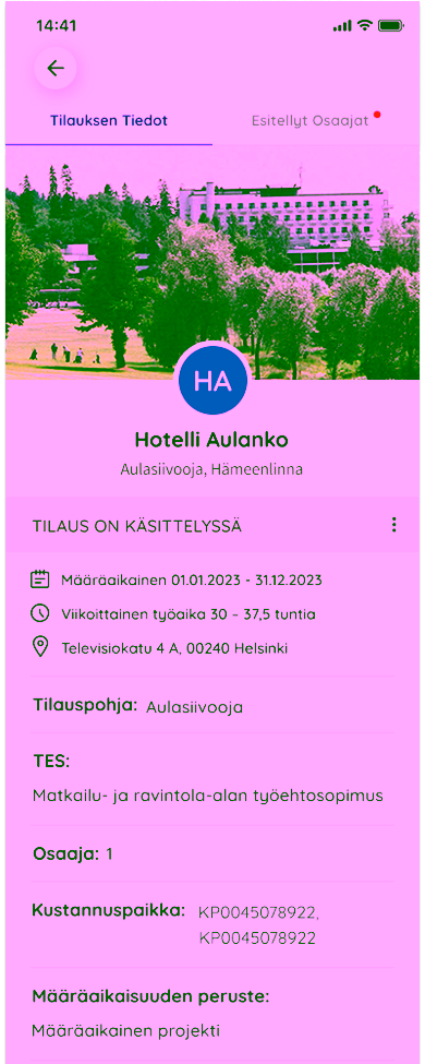 Tilauksen tiedot