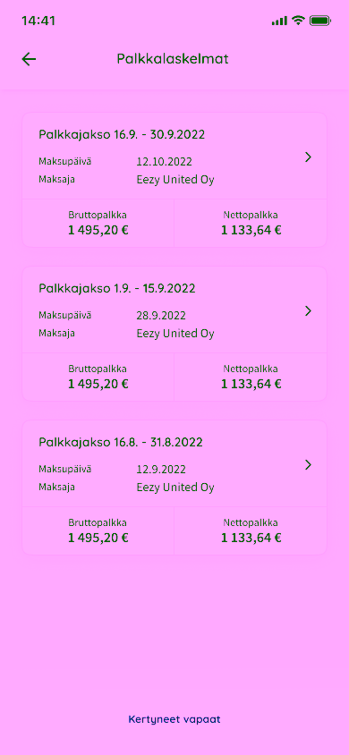 Palkkalaskelmien yleiskatsaus