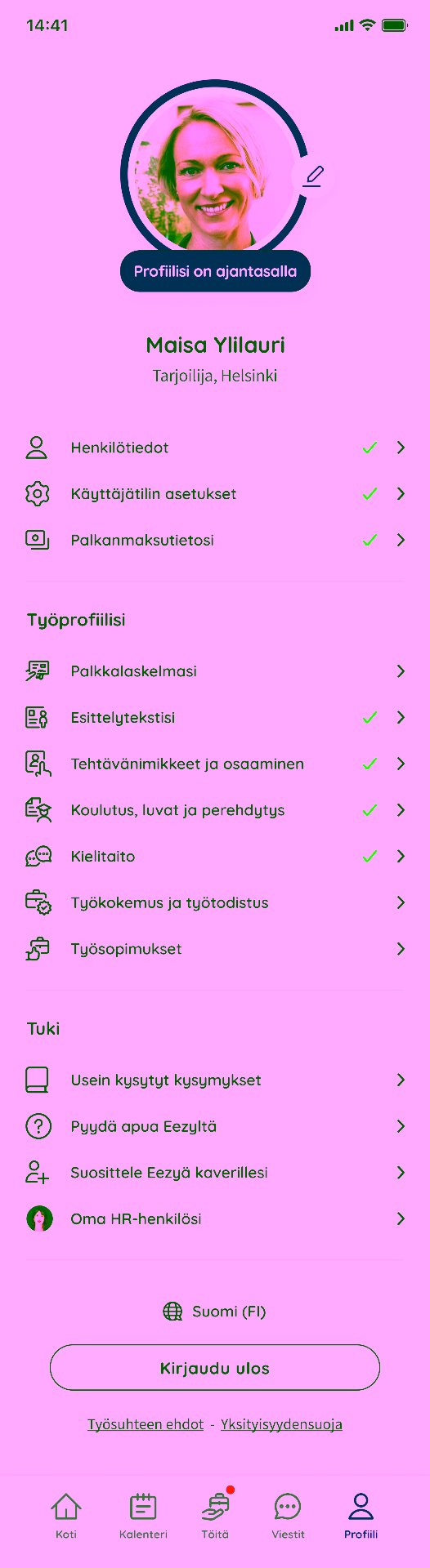 Älykäs profiilin asennus